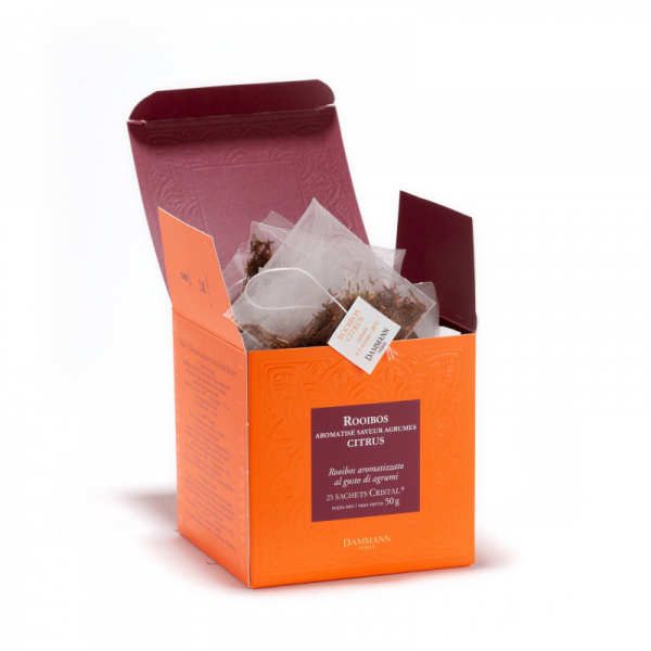 Té Dammann Frères Rooibos Citrus 25 Cristal Sachets