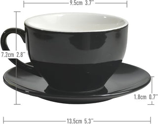 Wingkin - Taza Y Plato Ceramica 150Ml Redonda - Negra - Europa Secreta - Tienda Gourmet